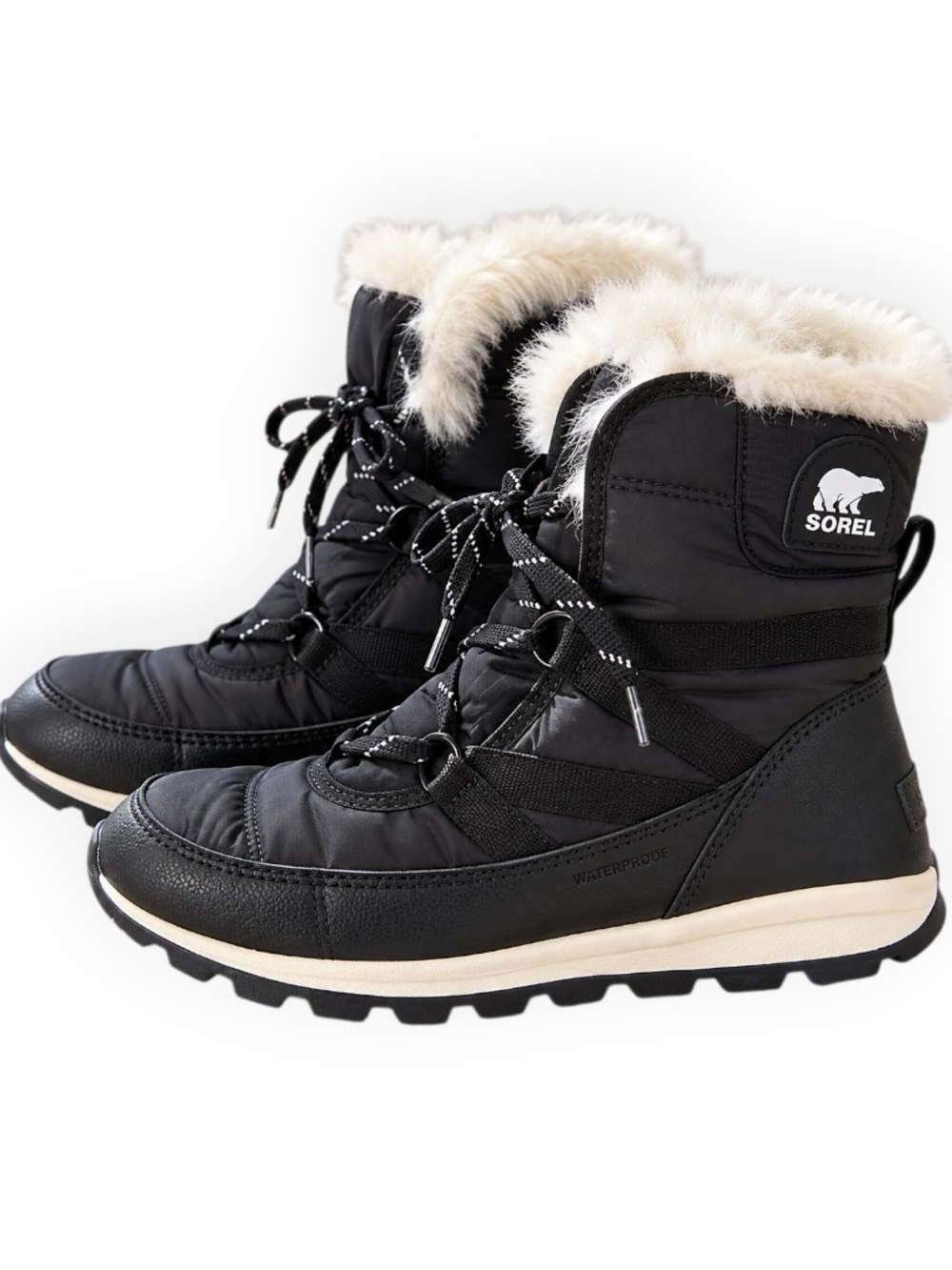 8us Sorel Whitney Short Lace Waterproof Faux-Fur Lined Winter Boots
